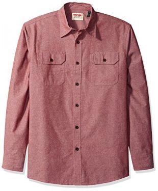 Wrangler Hombres Manga Larga Camisa de Botones - Rojo -
