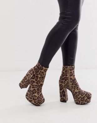 ASOS DESIGN - Entice - Bottines effet chaussettes à semelle plateforme et imprimé léopard | ASOS