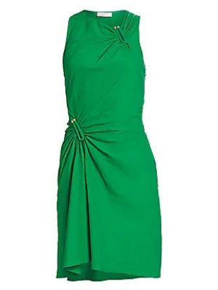 A.L.C. - Green Gathered Mini Dress with Metal Detail