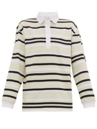 Twill-Trimmed Striped Cotton-Jersey Rugby Shirt