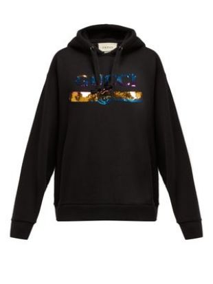 Gucci - Sweat-shirt en coton à capuche et logo en sequins | Gucci ...