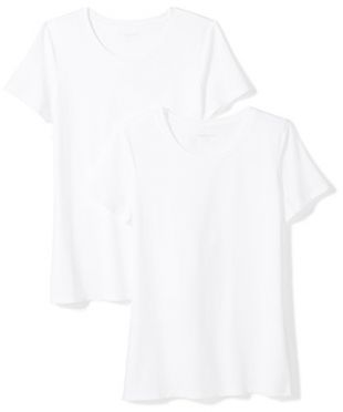 Amazon Essentials Women's 2-Pack Classic-Fit Short-Sleeve Crewneck T-Shirt, White, Medium