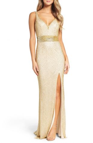 Mac Duggal Beaded Mesh Gown | Nordstrom
