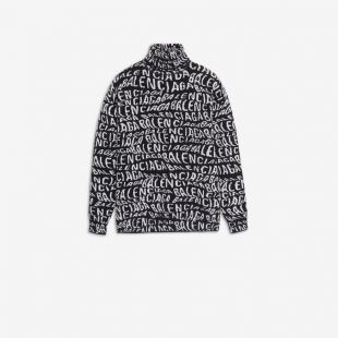 BLACK / WHITE Logo Wave Turtleneck Sweater for Women | Balenciaga
