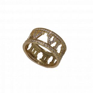 CRYSTAL ROMAN RING | GOLD