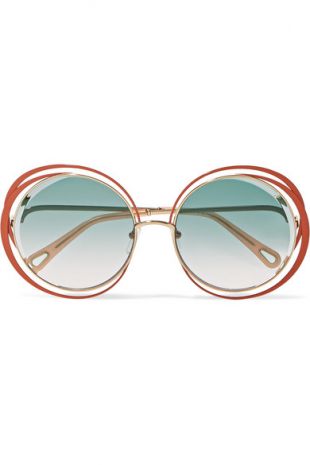 Round Carlina Oversized Round Frame Gold Tone Sunglasses