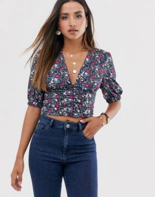 Fashion Union - Blouse à manches bouffantes boutonnée devant - Imprimé fleuri vintage | ASOS
