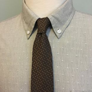 C1960s soie cravate Slim écran cuivre/marron motif homme