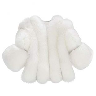 Women Solid Jackets Fur Short Stitching Button Faux Fur Coat White