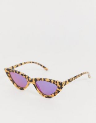 AJ Morgan slim cat eye sunglasses in cheetah print | ASOS
