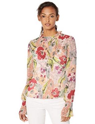 Guess Women's Long Sleeve Tyler Pleated Top