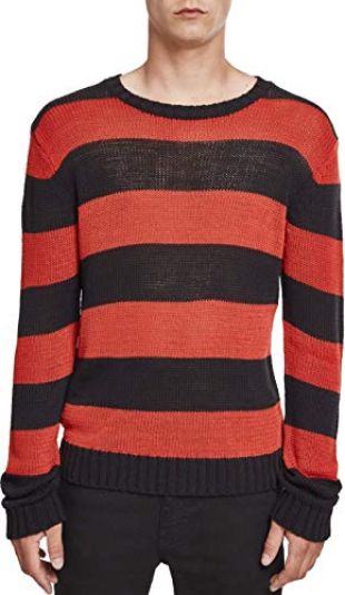 Urban Classics Striped Sweater Shirt, Multicolore (blk/firered 00719), XXXL Homme