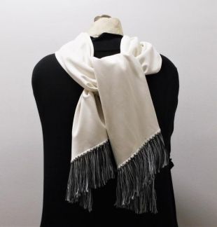 Vintage Mens robe foulard des années 40 foulard en soie bleu blanc frange