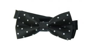 Noir à pois blancs pré-attaché réglable noeud papillon | Nouveauté noeud papillon | Noeud papillon homme