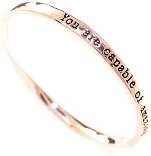 You are Capable of Amazing Things Rose Gold Quote Bangle