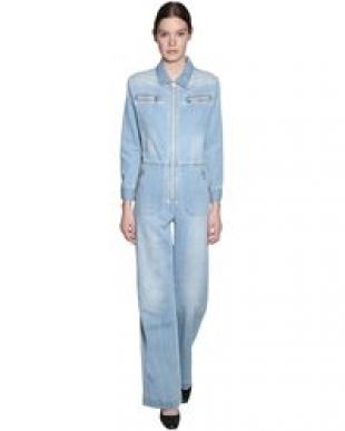 COMBI-PANTALON EN DENIM DE COTON MÉLANGÉ