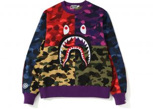 BAPE Mix Camo Shark Crazy Sweatshirt Multi