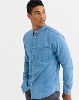 Selected Homme - Chemise en jean avec une poche - Bleu clair | ASOS