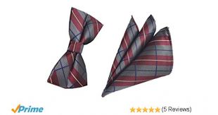 Men Burgundy Red Grey Bow Tie Set Funny Adult Stripe Boy Bowtie Dad Father Gifts