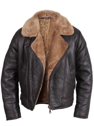 B3 Brown Aviator Flight Bomber RAF Fur Handmade Genuine Sheepskin Leather Jacket For Men