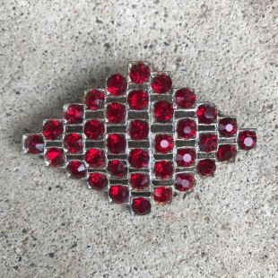 Antique Art Deco Silver-Tone et Ruby rouge Triangle diamant broche en strass 2102 35
