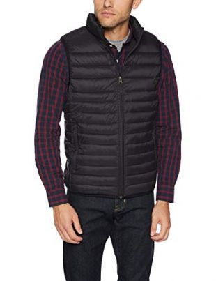 Amazon Essentials Men's Lightweight Water-Resistant Packable Puffer Vest, Black, X-Small