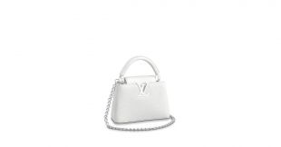 Sold at Auction: Louis Vuitton Olympus/White Leather Capucines Mini
