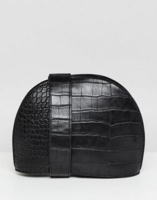 ASOS DESIGN large croc half moon cross body bag | ASOS