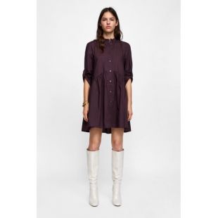 Burgundy Poplin Dress