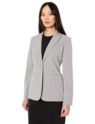 Calvin Klein Women's Single Button Suit Jacket, Tin