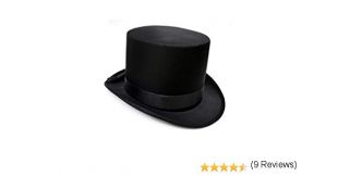 Fantastic Black Top Hat Great Quality Hard Satin Look Hat approx 59cm