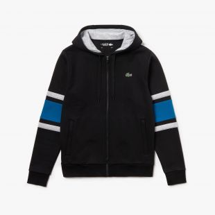 Sweatshirt zippé à capuche Lacoste  à manches rayées