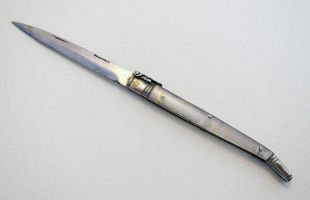 Rare & insolite (vers 1900) Clip-en arrière verrouillage libération levier canif stylo plume Cutter poche fruits couteau pliant. Début du 20e siècle.