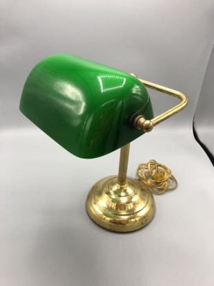 Lampe de bureau en verre et en laiton du milieu du siècle