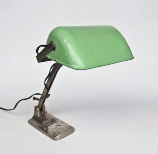 Antique lampe de bureau industrielle / lampe de Table de travail / bibliothèque émail clair / vert