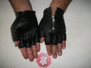 Volant noir véritable cuir gants homme avec fermeture à glissière