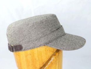 Casquette laine Cadet | Strapback casquette en Tweed à chevrons en laine marron en cuir | Chapeau d’hiver avec visière chaud | Aucun Logo Cap XS - XXL