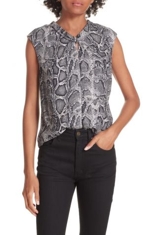 Snakeskin Print Silk Top