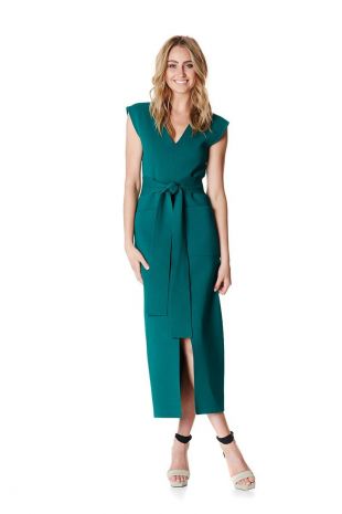 Green Tie Waist Dress
