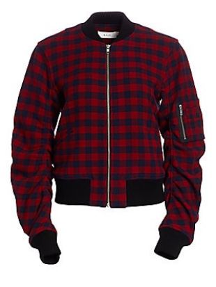 Andrew Gingham Wool Bomber Jacket