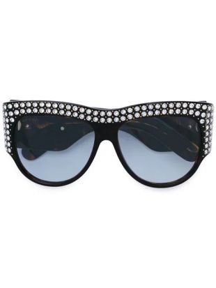 Oversized Tortoiseshell Embellished Glasses