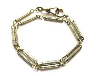 Antique Art Déco Edwardian Silver - Gold Two Tone Bar Link Pocket Watch Chain or Bracelet