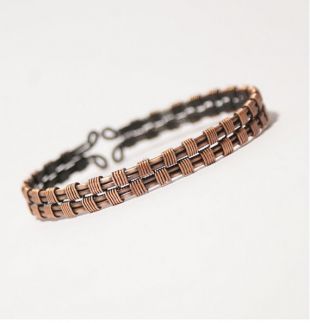 Bracelet en cuivre enveloppé de fil, bijoux en fil de cuivre, bracelet en cuivre antique rustique pour hommes ou femmes, bijoux emballés fil fabriqués à la main