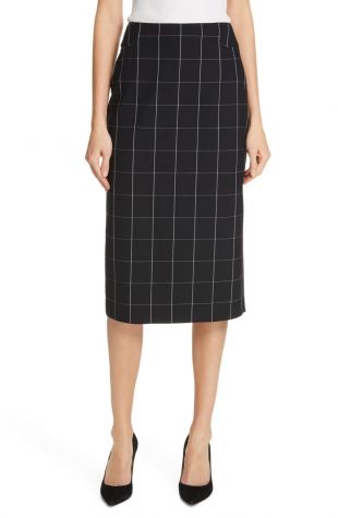 Vedani Windowpane Pencil Skirt