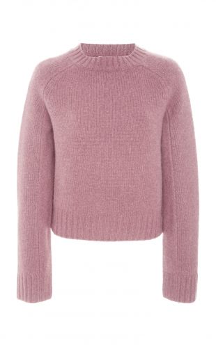 Shrunken Intarsia-Knit Cashmere Sweater
