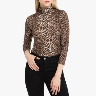 Sweat à Manches Longues Pour Femme, Col Rond, Imprimé Léopard Avec