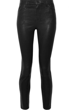 Alana Cropped High Rise Leather Skinny Pants