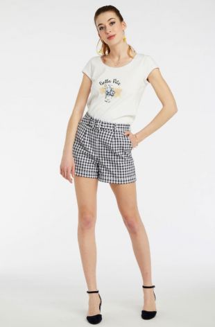 Short avec ceinture  fantaisie - shorts femme - naf naf