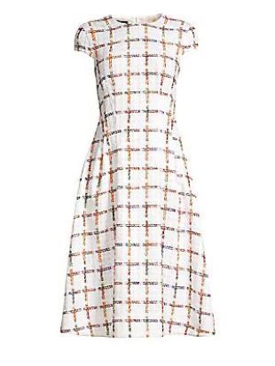 Dhima Cap Sleeve Rainbow Windowpane Check Dress