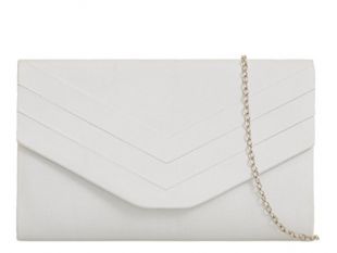 Fi9® Sac à main élégant en daim Style enveloppe Mariage Soirée Fête - Blanc - blanc,